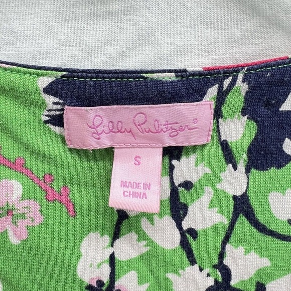 Lilly Pulitzer Pink Floral Ruffle Sleeve Dress SMALL Cotton Silk Blend - Picture 9 of 14